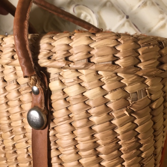 Awesome Wicker Rattan Boho Bag Tote EXC Vintage - Picture 5 of 17